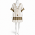Z-237 ivory and taupe short viscose dress on a headless mannequin