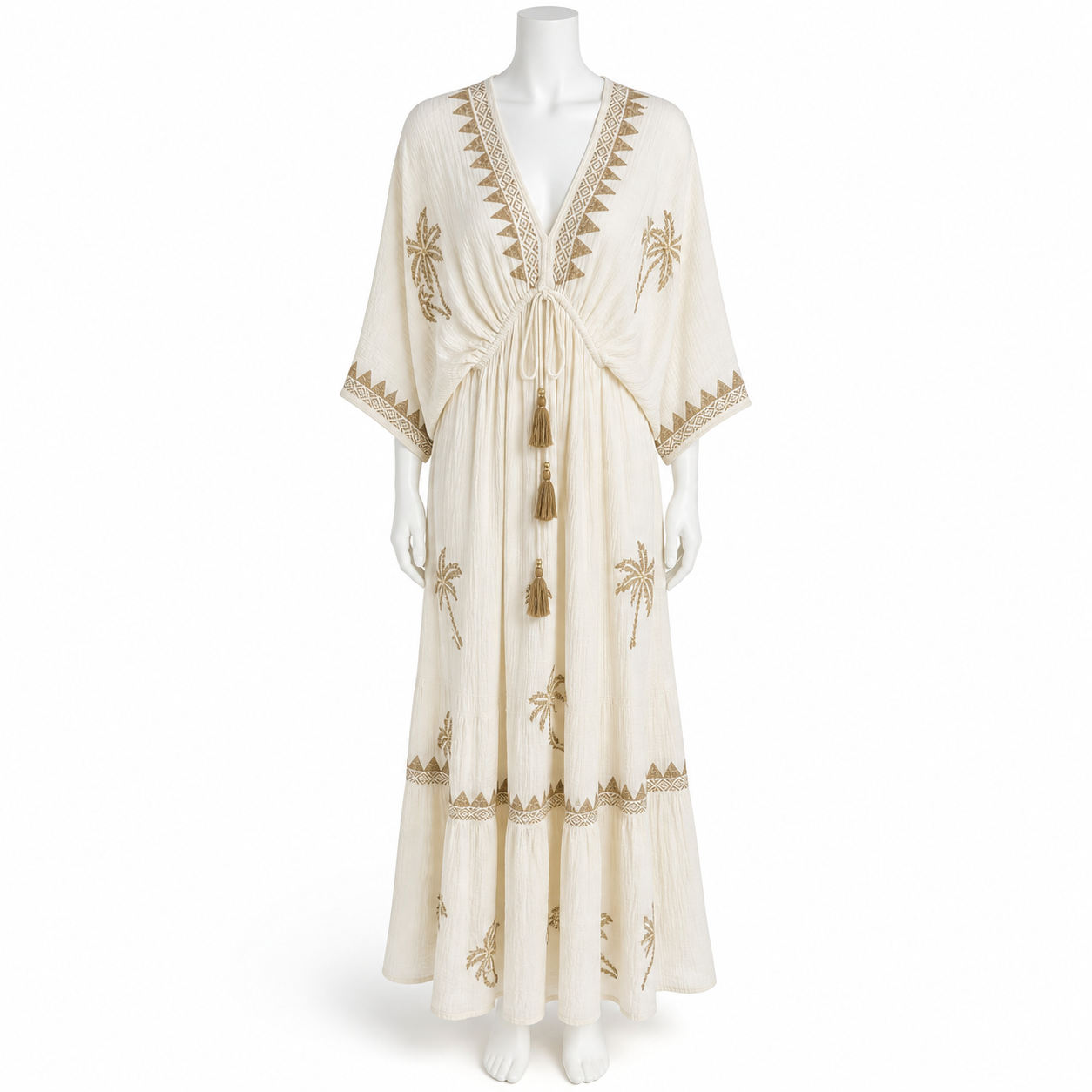 Z-249 cotton long dress on a headless mannequin